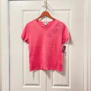 NWT Pink Floral Knit Cottagecore Tee Blouse